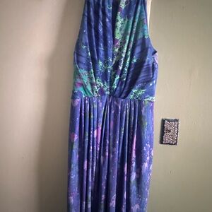 Suzi Chin for Maggy Boutique Purple, Blue and Green Spring Dressy Dress Size 14